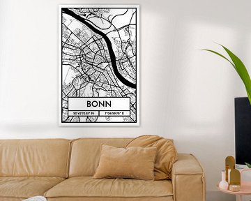 Bonn – City Map Design Stadtplan Karte (Retro) von ViaMapia