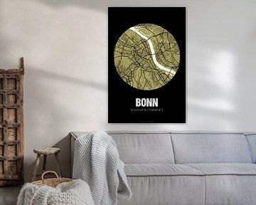 Bonn – City Map Design Stadtplan Karte (Grunge) von ViaMapia