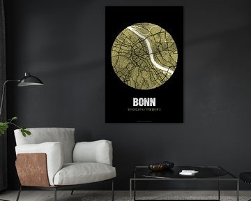 Bonn – City Map Design Stadtplan Karte (Grunge) von ViaMapia