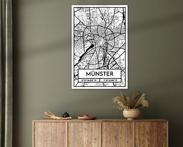Münster – City Map Design Stadtplan Karte (Retro) von ViaMapia