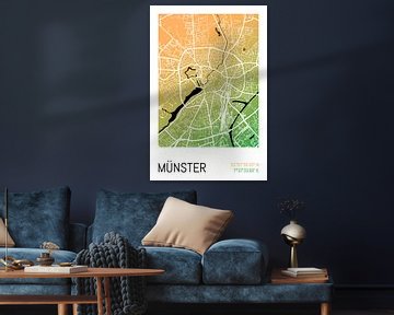 Münster – City Map Design Stadtplan Karte (Farbverlauf) von ViaMapia
