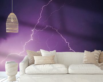Lightning in the dark night sky
