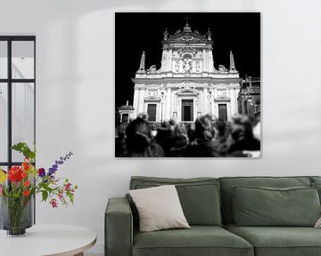 Église baroque, Italie (en noir et blanc)
