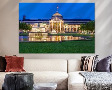 Kurhaus building with the casino in Wiesbaden at night by Werner Dieterich