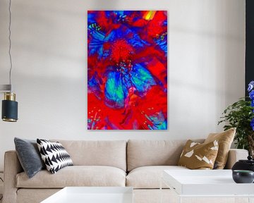 Red blue rhododendron blossom, abstract by Torsten Krüger