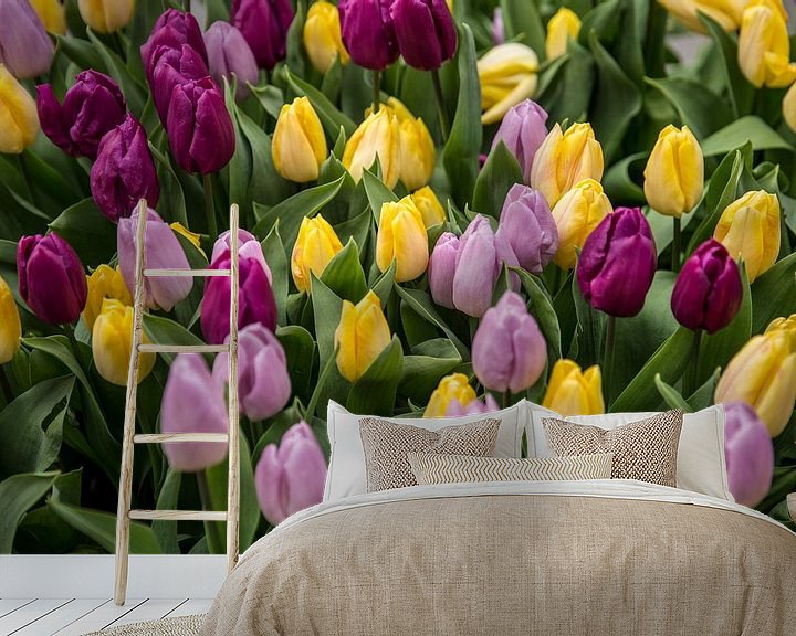 Sfeerimpressie behang: Tulpen in Amsterdam van Sander de Jong