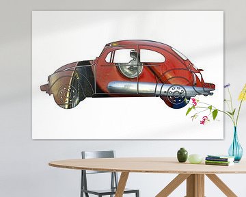 Red Volkswagen Beetle cutout by Jan-Loek Siskens