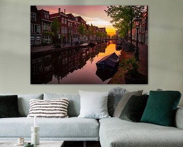 Oude Rijn, Leiden bij zonsondergang