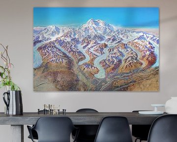 Karte des Denali-Nationalparks (mit Etiketten), Heinrich Berann von Creatieve Kaarten