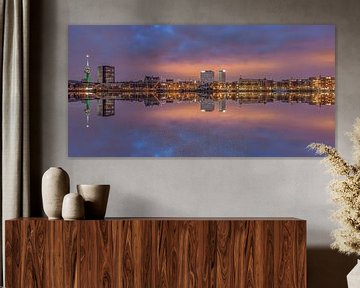Sonnenuntergangspanorama Rotterdam von Patrick Herzberg