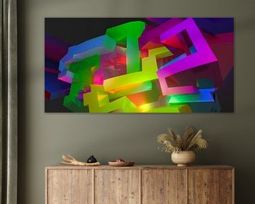Beeldvullend modern 3D graffiti kunstwerk met de letters 'Tez' van Pat Bloom - Moderne 3D, abstracte kubistische en futurisme kunst