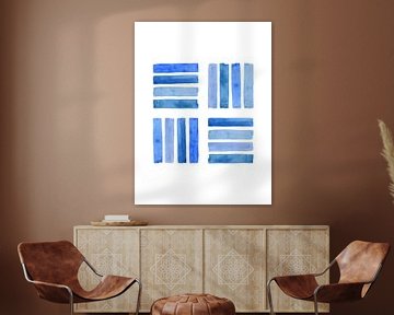 Support of a network / Feeling blue series 3 of 4 (abstract watercolor painting simple stripes) by Natalie Bruns