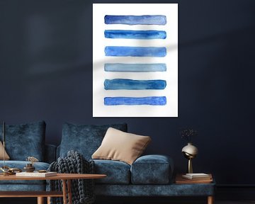 Stripe underneath / Feeling blue series 1 of 4 (abstract watercolor painting simple stripes of blue)
