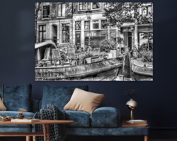 Amsterdam Kanalszene schwarz-weiß von Shirley Douwstra