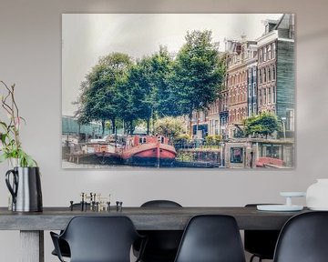 Amsterdam grachtenpanden en boten van Shirley Douwstra