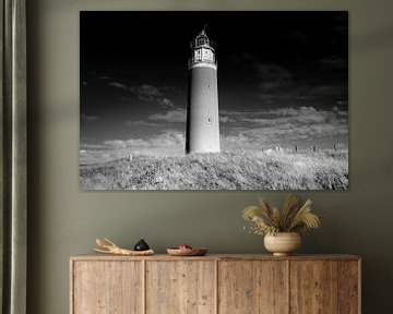 Vuurtoren, Nederlandse kust (zwart-wit) van Rob Blok