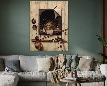 Trompe l'oeil met Studio Wall en Vanitas Still Life, Cornelis Norbertus Gysbrechts, Cornelis Norbert