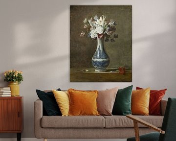 Een vaas met bloemen, Jean-Baptiste Siméon Chardin....