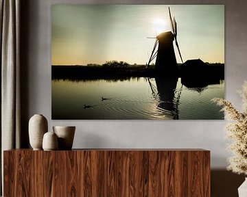 Windmühlen in Kinderdijk bei Sonnenuntergang von Jeroen Stel