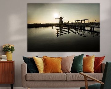 Windmühlen in Kinderdijk bei Sonnenuntergang von Jeroen Stel