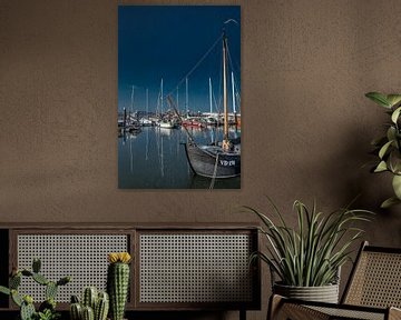 The port of Lauwersoog on a windless evening by Harrie Muis