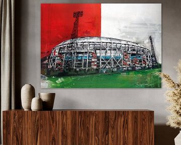 Stadion Feijenoord, de Kuip schilderij van Jos Hoppenbrouwers