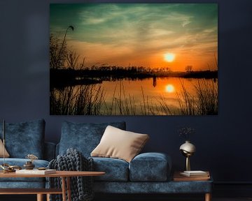 Terborg, Achterhoek zonsondergang ijssel fotoposter of  wanddecoratie