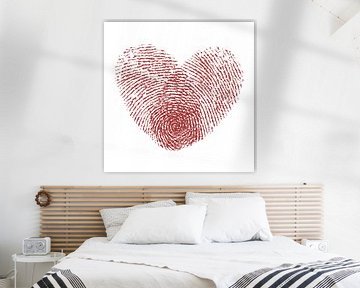 Rood hartje van vingerafdrukken (Valentijn liefde hartje verlieft rood positief verlieft houden van) van Natalie Bruns