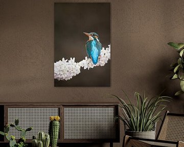 Eisvogel auf Kirschblüte von Jeroen Stel