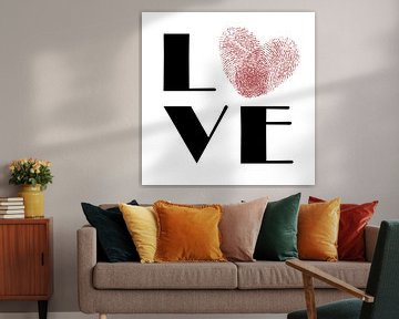 LOVE (fingerprint happy love love Valentine typography love heart love red black)