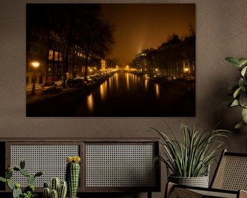 Amsterdamse grachten bij nacht van Jeroen Stel