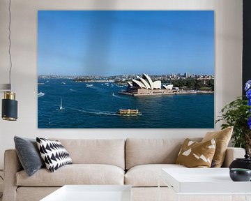 Australië Sydney CBD-oriëntatiepunten rond Sydney Harbour uitzicht van de Harbour Bridge op een zonn van Tjeerd Kruse