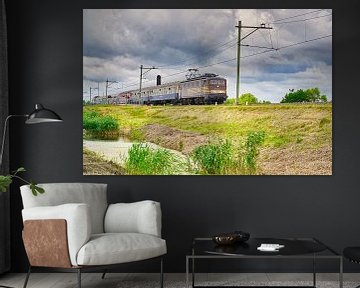 elektrische locomotief 1304 door het Noord-Hollands landschap van eric van der eijk