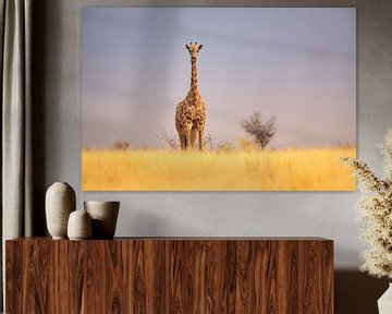 Giraffe op savanne van Chris Stenger