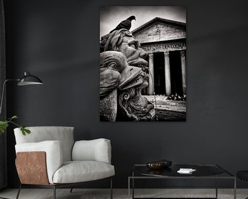 Schwarzweiss-Fotografie: Rom - Fontana del Pantheon von Alexander Voss