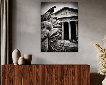 Zwart-wit fotografie: Rome - Fontana del Pantheon van Alexander Voss