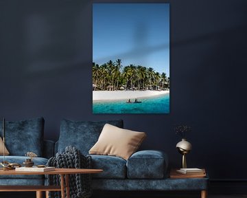 Droom eiland; wit strand, blauwe zee en palmbomen | Filipijnen