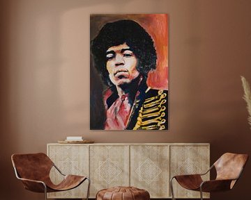 Jimi Hendrix Portret schilderij van Angela Peters