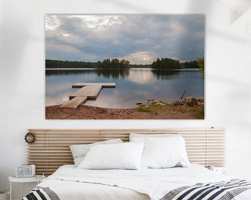 Het meer Rådsjön, Orsa Grönklitt, Zweden van Albert de Vries