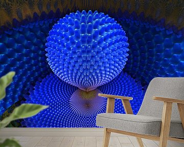 Blauwe bal in de ruimte 3D van Manfred Kunz