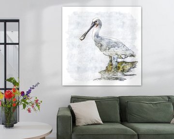 The spoonbill (watercolour) by Art by Jeronimo