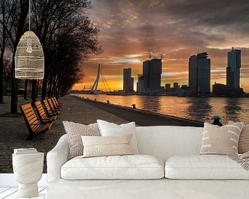 Rotterdam met zonsopkomst van Erik van 't Hof