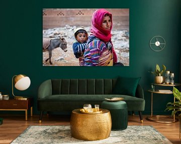 Portret Berber moeder en zoon in Marokko van Ellis Peeters