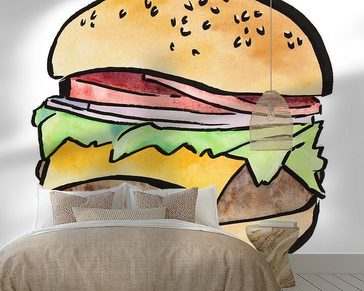 Sfeerimpressie behang: Broodje hamburger van Natalie Bruns
