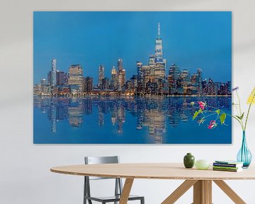 Manhattan Skyline mit Reflexion aus Hoboken, New Jersey