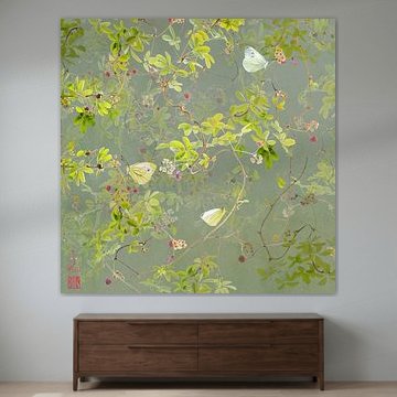 Akebia avec des papillons blancs de choux sur Fionna Bottema