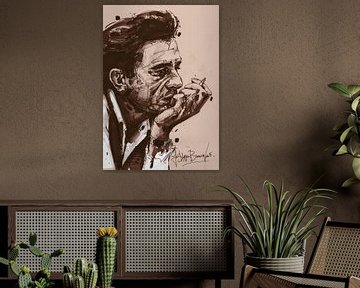 Johnny Cash schilderij van Jos Hoppenbrouwers