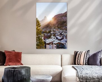 Zermatt und das Matterhorn bei Sonnenuntergang