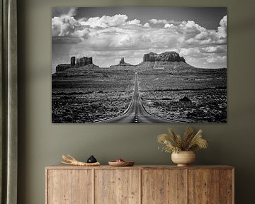 Highway to Monument Valley in zwart en wit van Michael Bollen