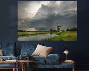 Supercel Gewitter über niederländischer Landschaft von Menno van der Haven